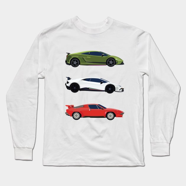 Lamborghini Italian Flag Long Sleeve T-Shirt by Vertei